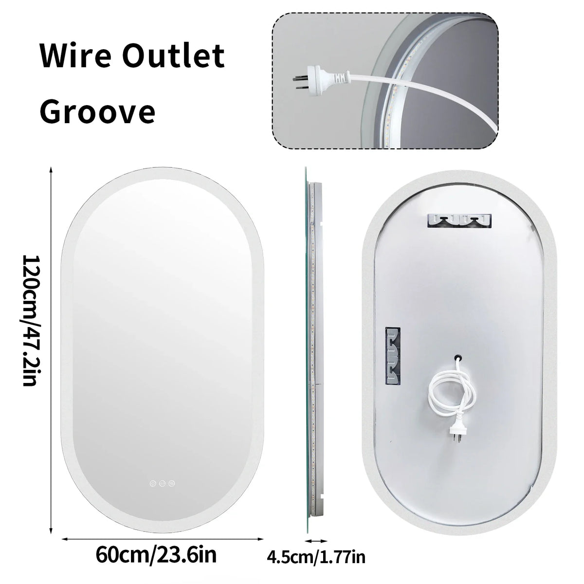 Ovalume Oval LED Bathroom Mirror | Frameless Backlit Anti Fog Vanity Mirror With Touch Control