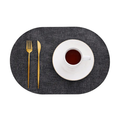 Slatelay Oval Faux Leather Placemats | Heat Resistant and Non Slip Table Mats For Dining Tables