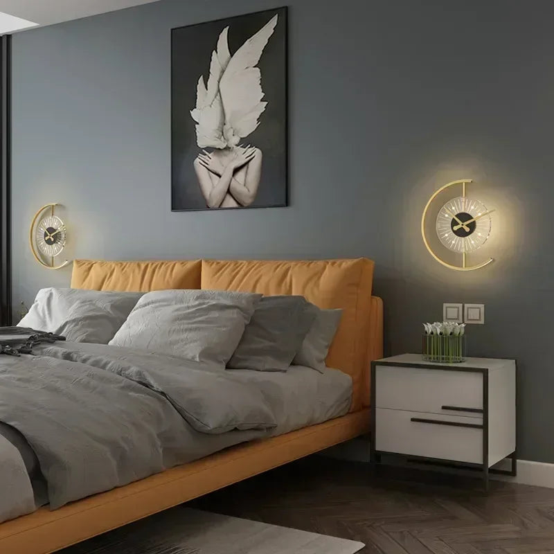 Chronova Wall Lamp Clock | Post Modern LED Sconce With An Integrated Clock Face For Bedrooms