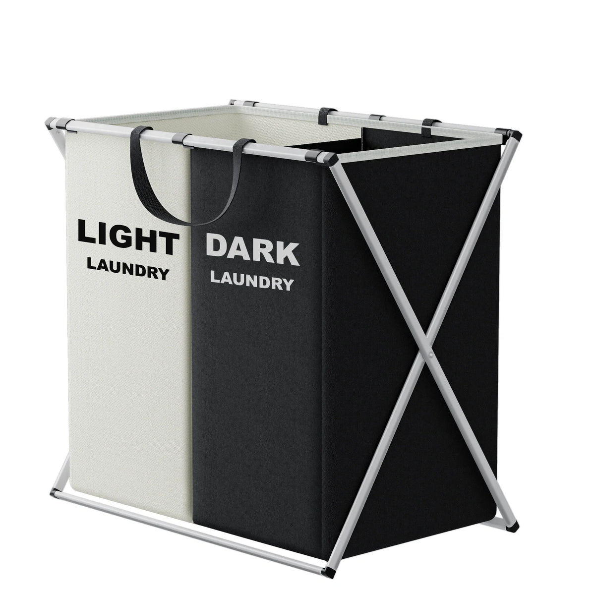 Sortbay Multi Section Laundry Hamper | Foldable Clothes Basket With Sorting Compartments For Whites