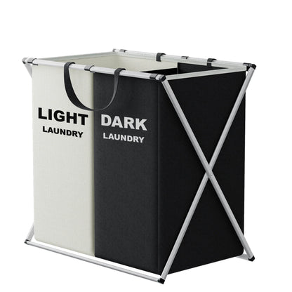 Sortbay Multi Section Laundry Hamper | Foldable Clothes Basket With Sorting Compartments For Whites
