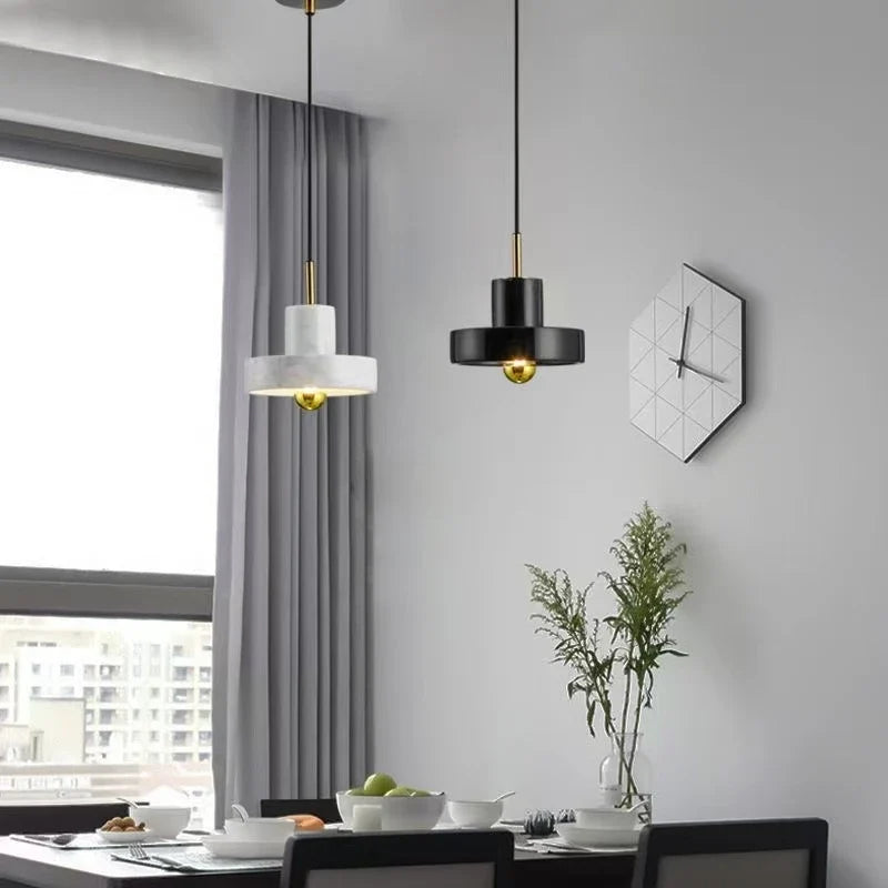 Marble Pendant Lamp | Natural Stone Postmodern Design In Black, Dark Green or White Marble