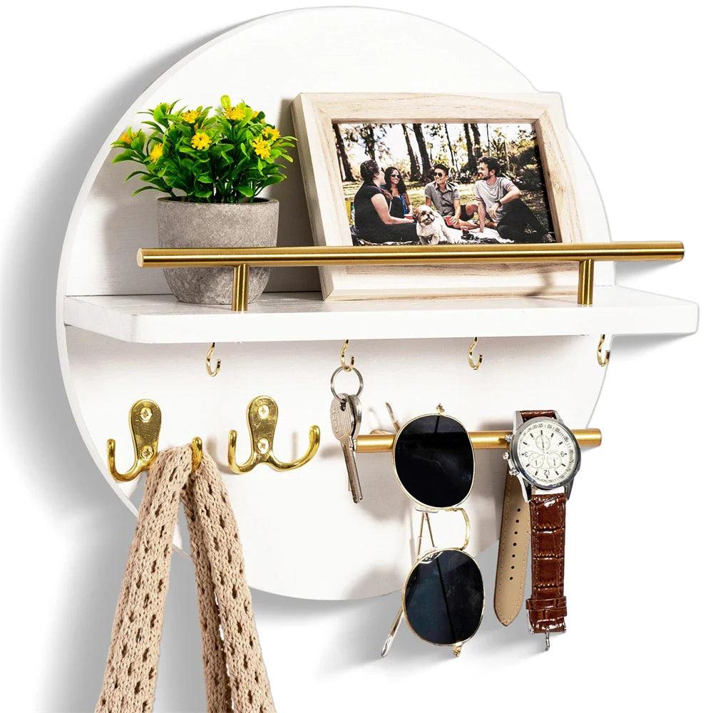 Round Wooden Key Holder | Eco Friendly Wall Organiser For Hallways, Front Doors and Entryways