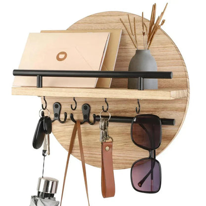 Round Wooden Key Holder | Eco Friendly Wall Organiser For Hallways, Front Doors and Entryways
