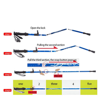 Foldable Telescopic Trekking Poles | Adjustable Hiking Support Sticks For Trails and Backpacking