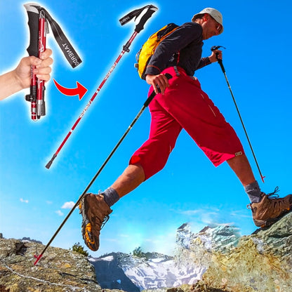 Foldable Telescopic Trekking Poles | Adjustable Hiking Support Sticks For Trails and Backpacking
