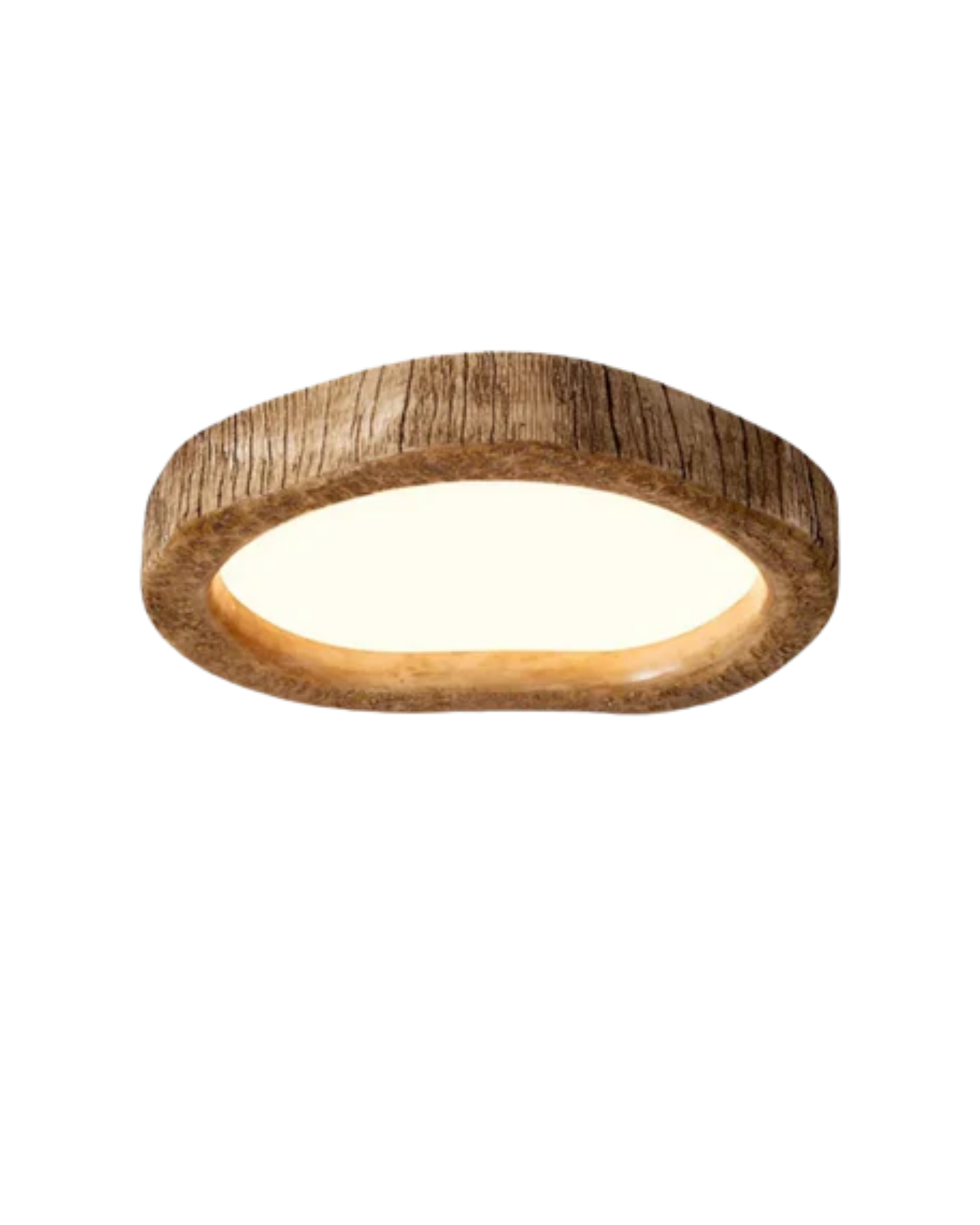 Grainhalo Ceiling Light | Rustic Wood Effect Resin LED Flush Mount In Three Round Panel Sizes