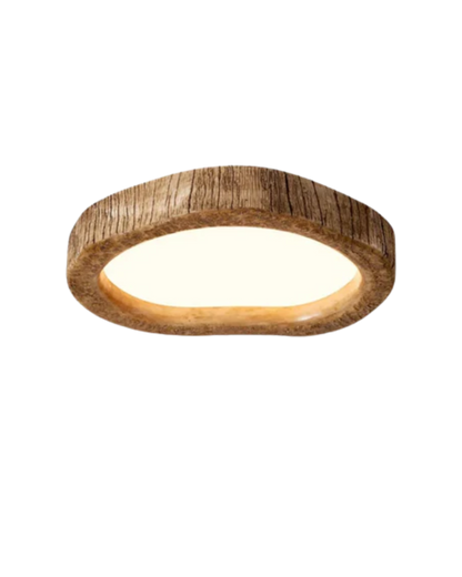 Grainhalo Ceiling Light | Rustic Wood Effect Resin LED Flush Mount In Three Round Panel Sizes