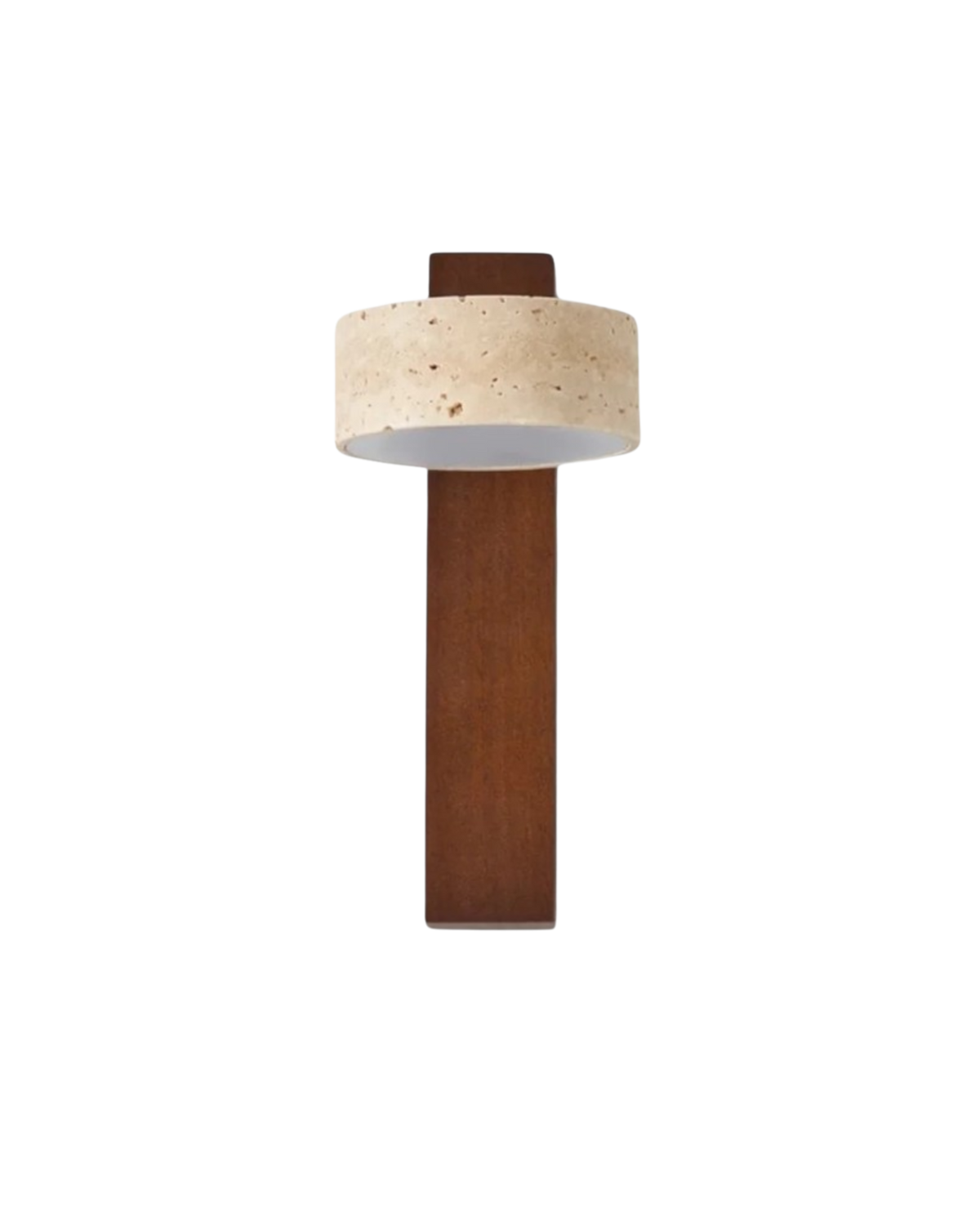 Travertine Wall Lamp | Modern Stone And Wood Sconce For Hallways, Bedrooms and Living Rooms