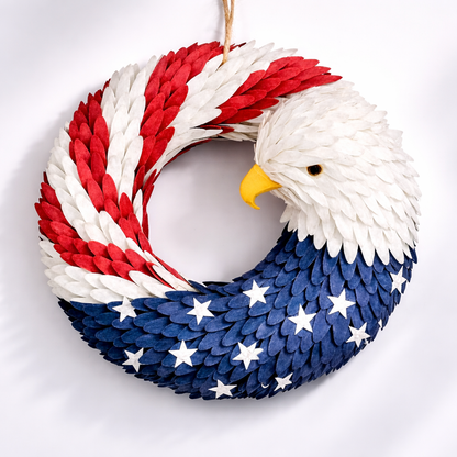 Veterans Memorial Eagle Wreath | Boxwood Wall Display For Front Doors and Remembrance Decor