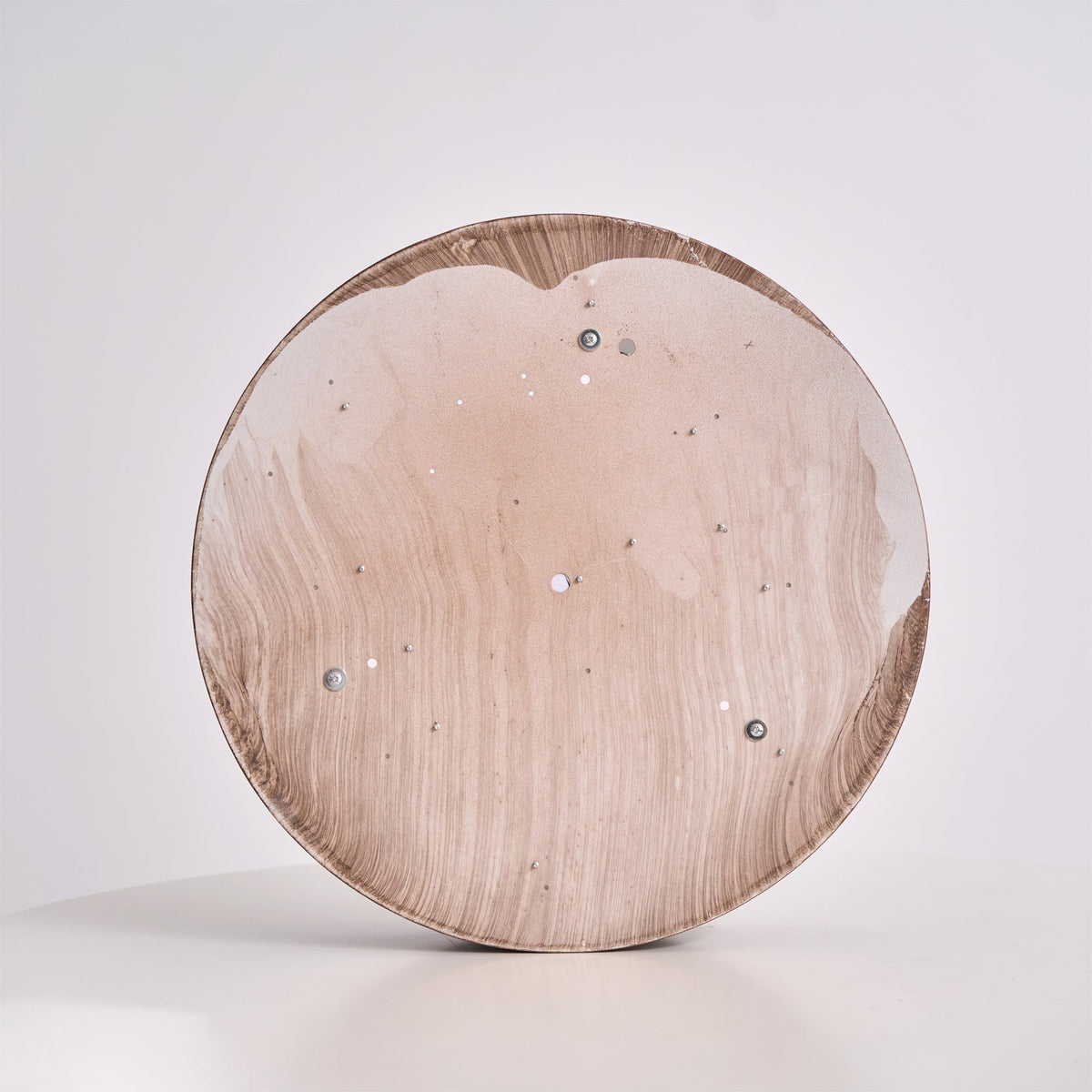 Walnara Ceiling Lamp | Walnut Wood Grain Finish LED Ceiling Light In Two Round Shade Sizes