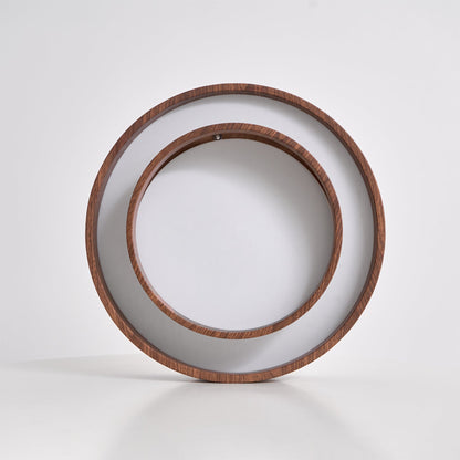 Walnara Ceiling Lamp | Walnut Wood Grain Finish LED Ceiling Light In Two Round Shade Sizes