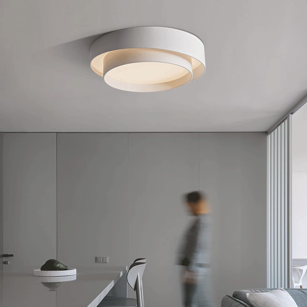 Nordic Round LED Ceiling Light | Modern Minimalist Flush Mount In Black or White Iron Finish