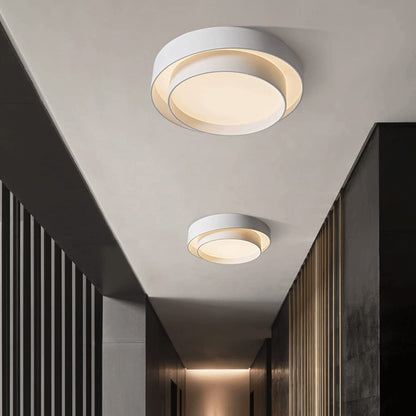 Nordic Round LED Ceiling Light | Modern Minimalist Flush Mount In Black or White Iron Finish