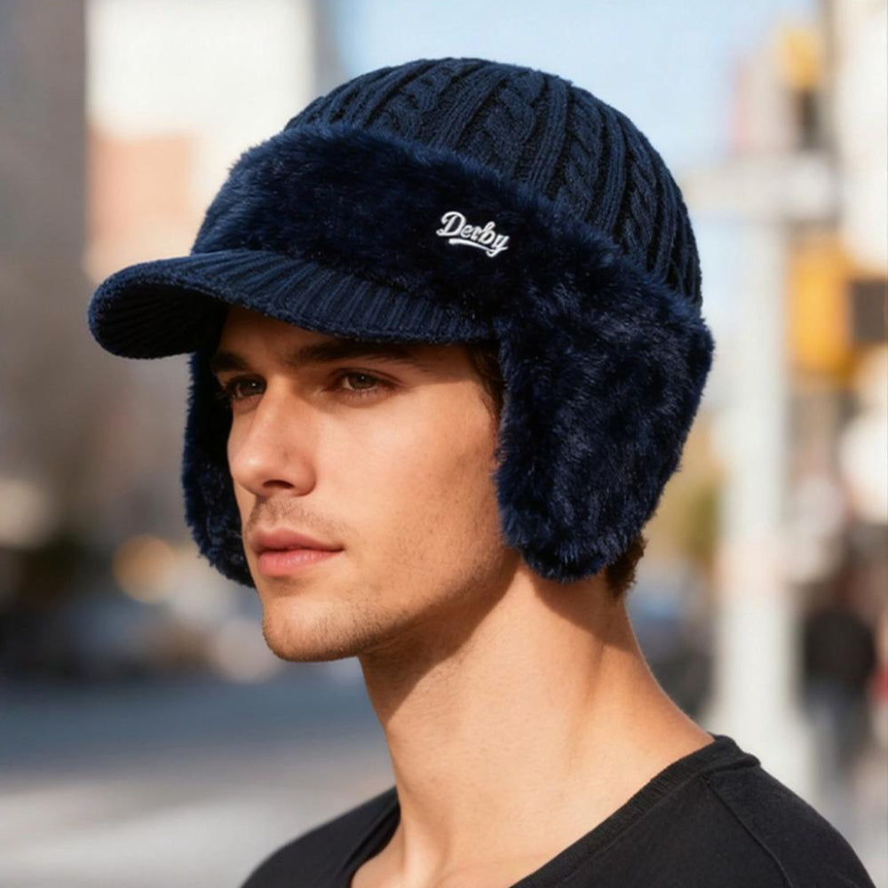 Winter Trapper Hat With Ear Flaps | Warm Knit Cap With Fleece Lining For Cold Weather Outdoors