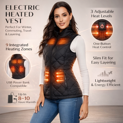 Womens Electric Heated Vest | Rechargeable Battery Heating Gilet For Winter Outdoor Warmth