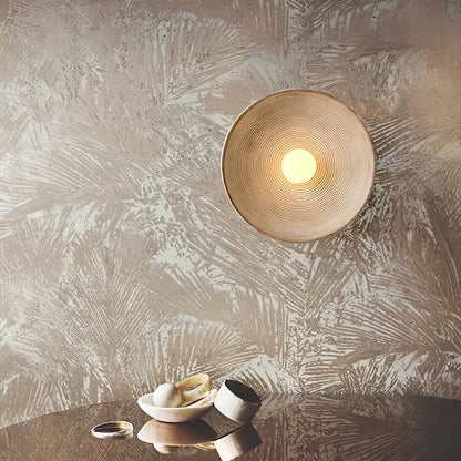Rustic Wood Wall Sconce | Handcrafted LED Wall Light With A Wood Texture Circular Disc Form