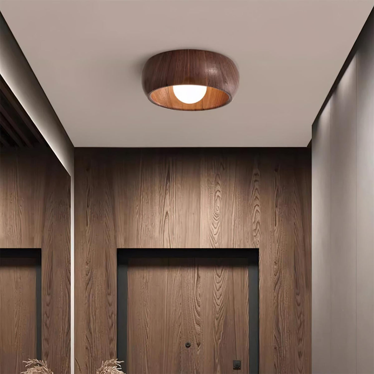 Elmvane Ceiling Lamp | Minimalist Modern Wooden LED Fixture For Bedrooms and Quiet Home Studies