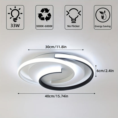 Modern Spiral LED Ceiling Light | Minimalist Round Flush Mount In A Matte Cast Iron Finish
