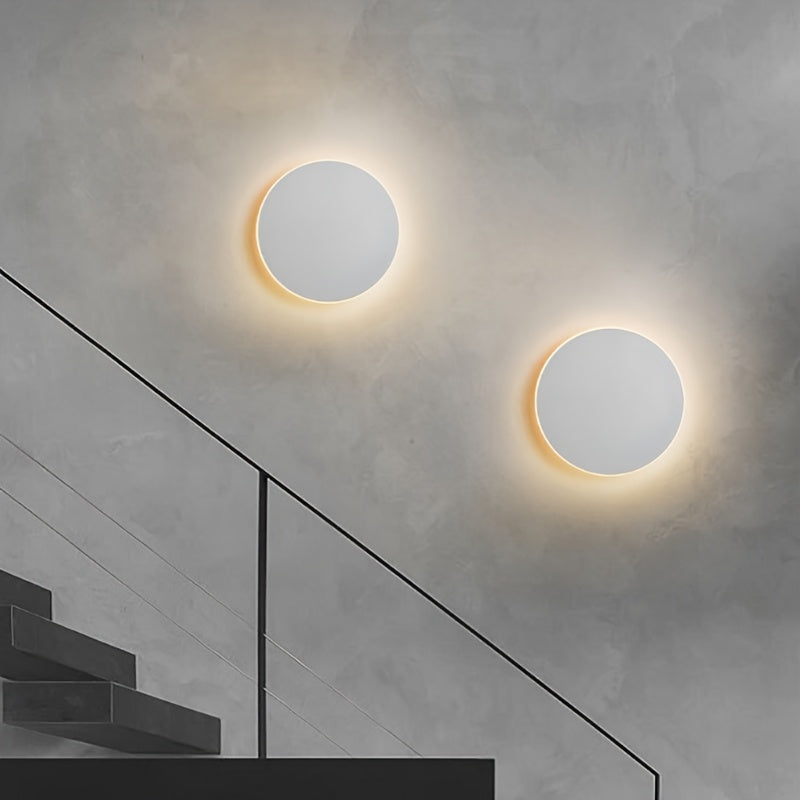 Minimalist Round LED Wall Light | Modern Nordic Iron Sconce In Three Painted Metal Finishes
