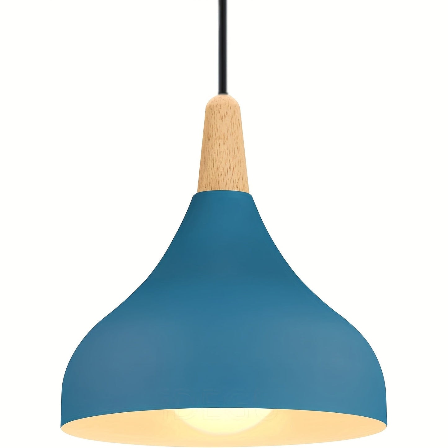 Modern Teardrop Pendant Light | Metal and Wood Hanging Ceiling Lamp In Nine Bold Shade Colourways