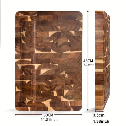 Acacia Wood Cutting Board | Durable End Grain Kitchen Chopping Block For Daily Kitchen Prep