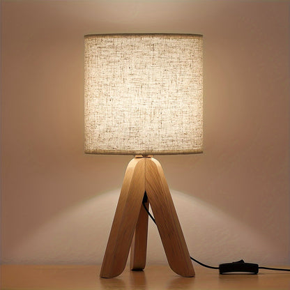 Nordic Wooden Tripod Table Lamp | Fabric Shade Floor Standing Style For Living Room Corners