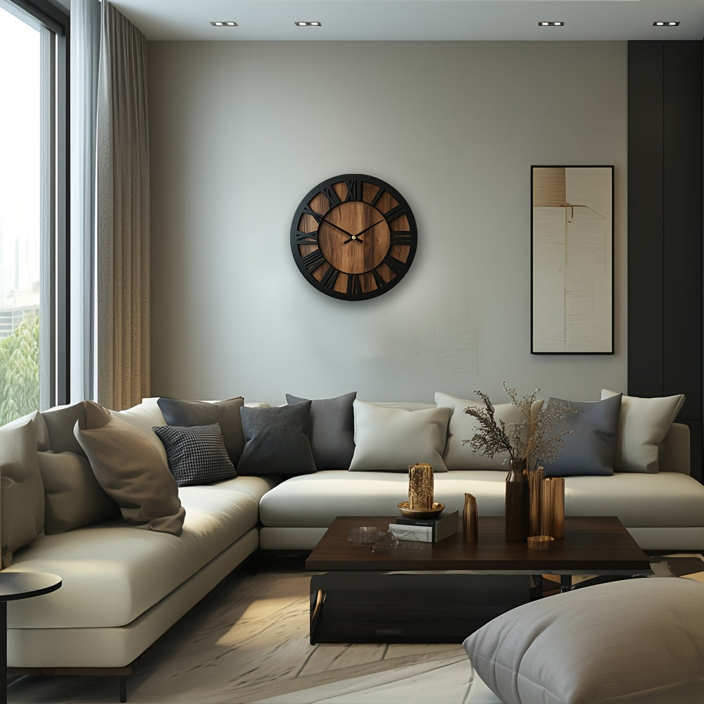 Vintage Wooden Wall Clock | Roman Numeral Design In Three Different Natural Timber Face Sizes