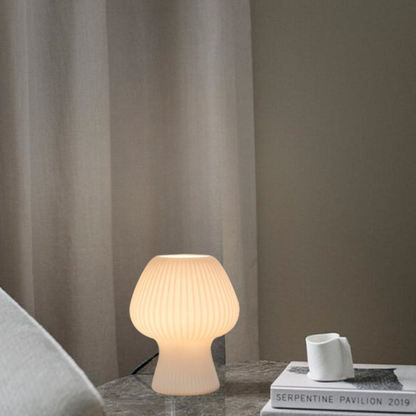 Vintage Bedside Table Lamp | Ribbed Glass Mushroom Lamp In Two Different Design Variations