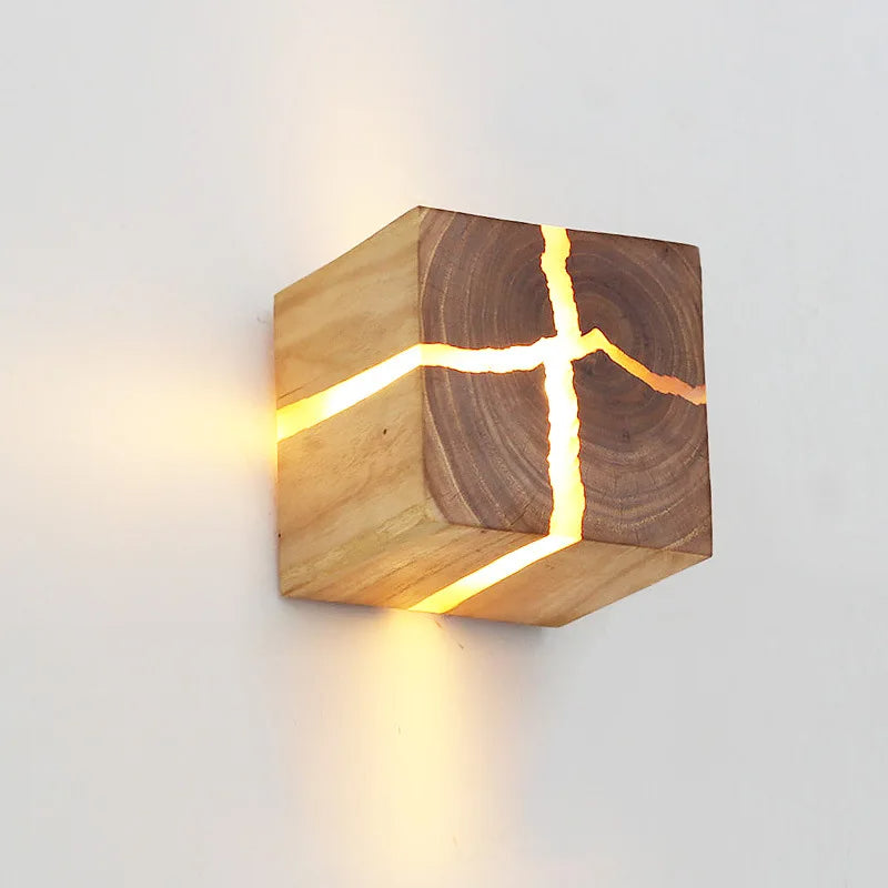 Grainlume Wall Light | Hand Carved Solid Wood And Resin Design With Plug or Table Lamp Option