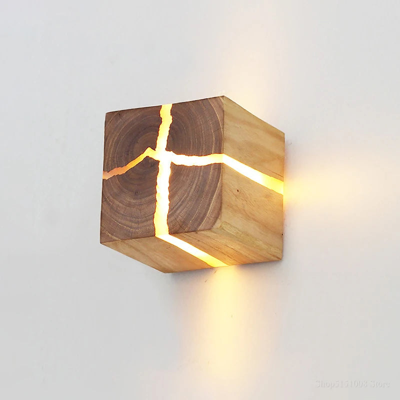 Grainlume Wall Light | Hand Carved Solid Wood And Resin Design With Plug or Table Lamp Option