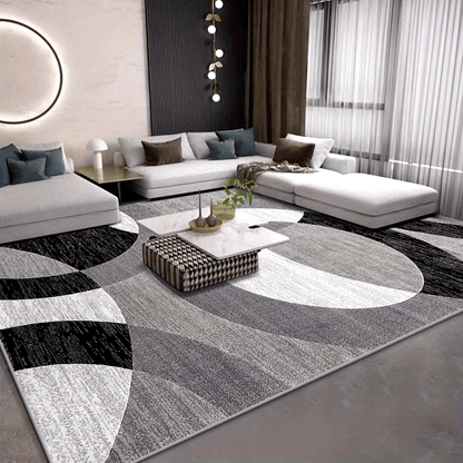 Ringwave Geometric Rug | Soft Velvet Non Slip Washable Floor Mat In Five Different Room Sizes