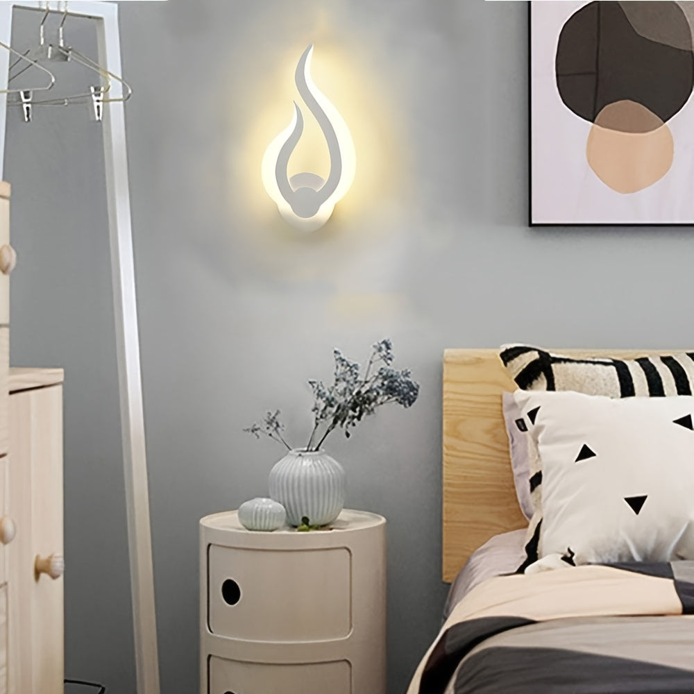 Modern Flame LED Wall Light | 10W Warm White Acrylic Sconce In A Left or Right Handed Wall Form