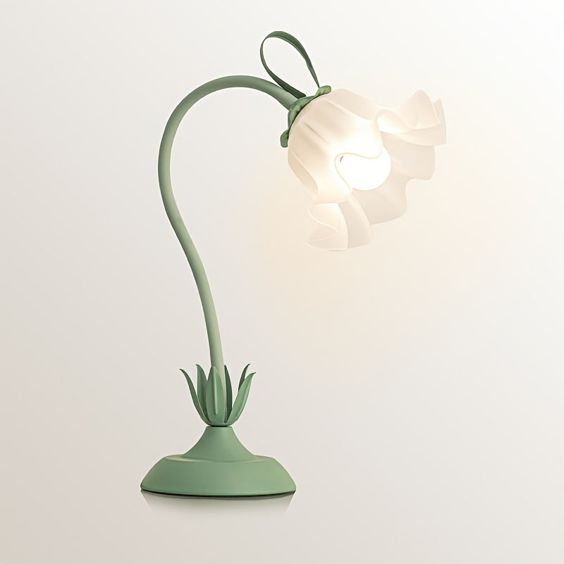Floral Table Lamp | USB Powered Sculptural Bloom Shade Accent Light In A Green Acrylic Shade