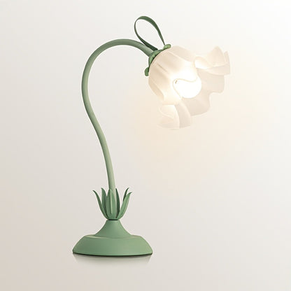 Floral Table Lamp | USB Powered Sculptural Bloom Shade Accent Light In A Green Acrylic Shade