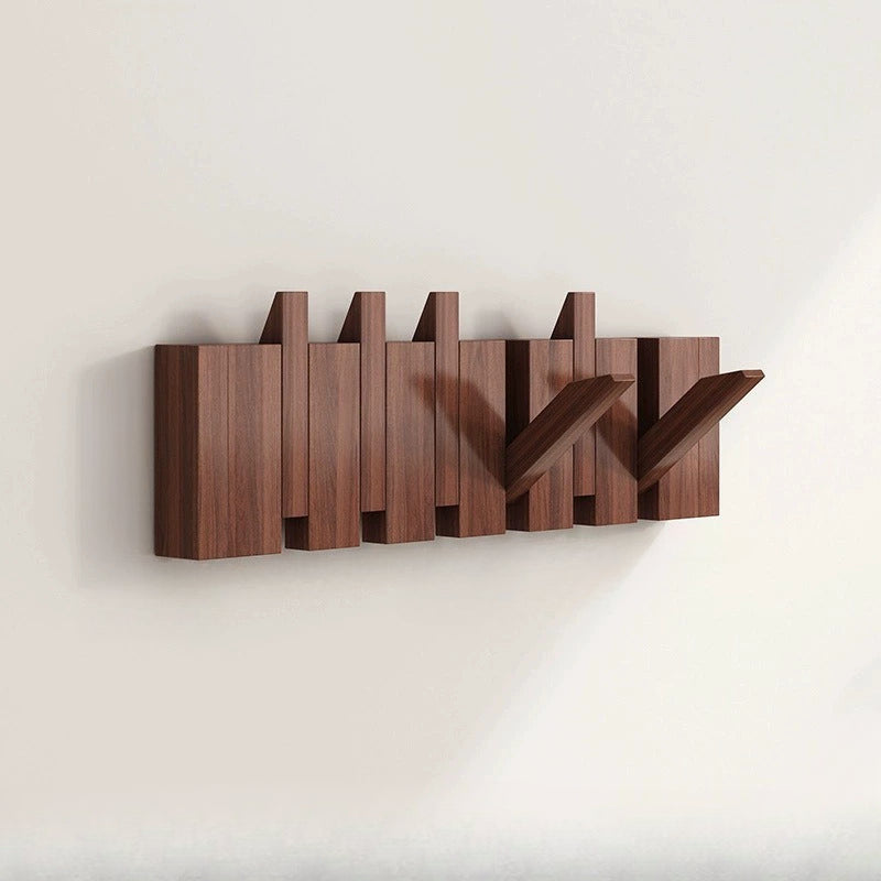Wooden Wall Hooks | Foldable Piano Key Design Coat Hanger Rack With Six Fold Down Wall Pegs
