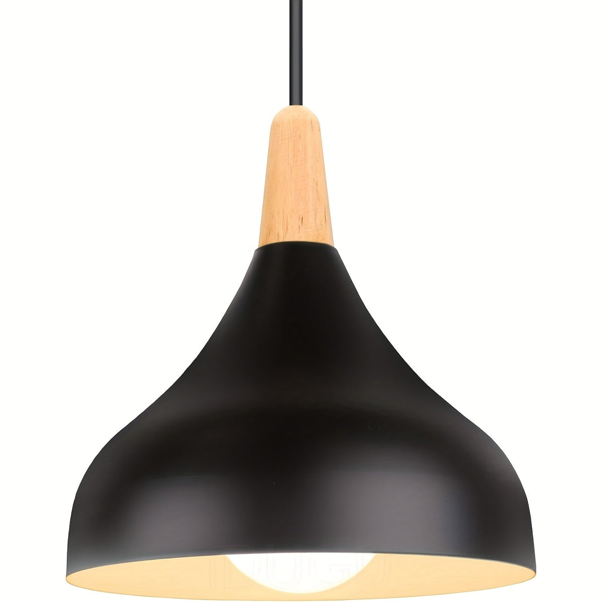 Modern Teardrop Pendant Light | Metal and Wood Hanging Ceiling Lamp In Nine Bold Shade Colourways