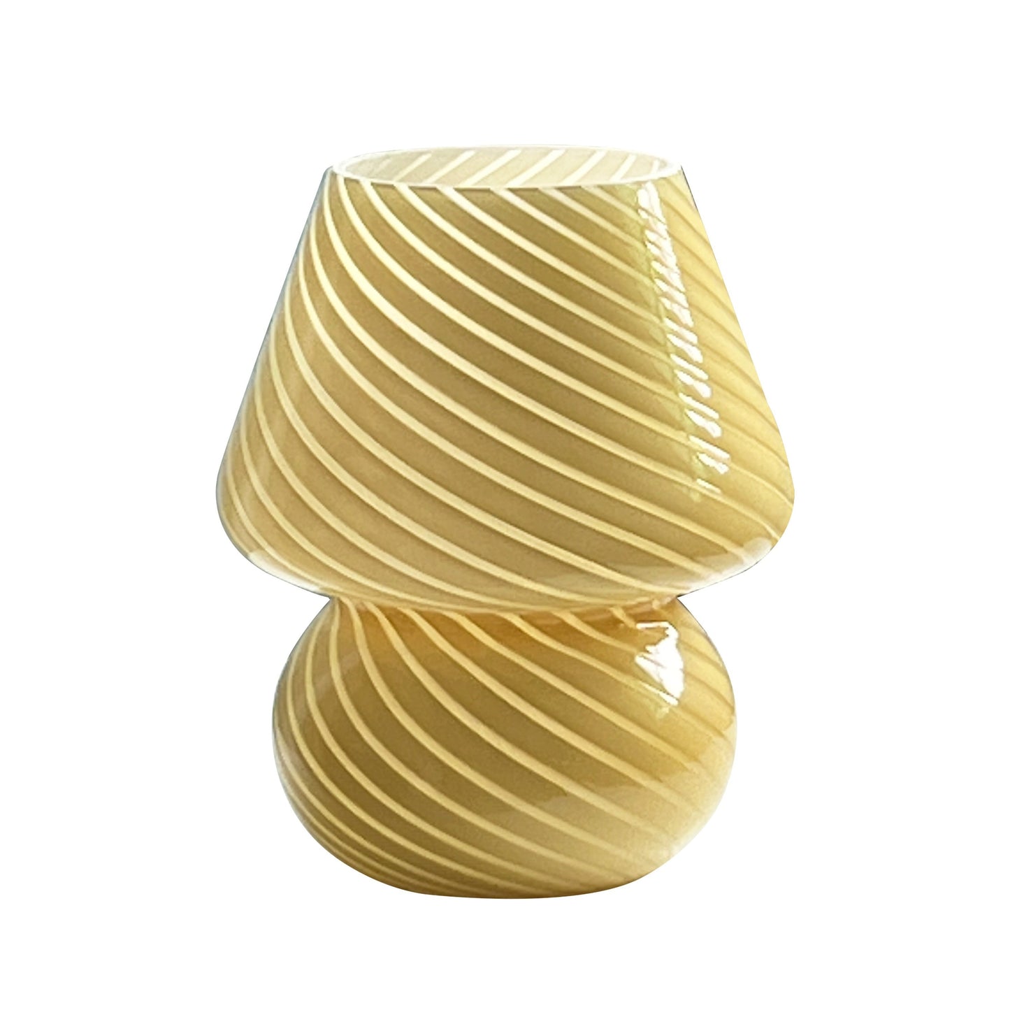 Murano Style Glass Mushroom Lamp | USB Dimmable Table Light In White, Pink and Beige Glass