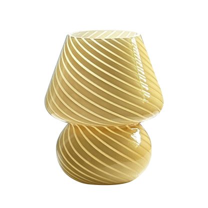 Murano Style Glass Mushroom Lamp | USB Dimmable Table Light In White, Pink and Beige Glass