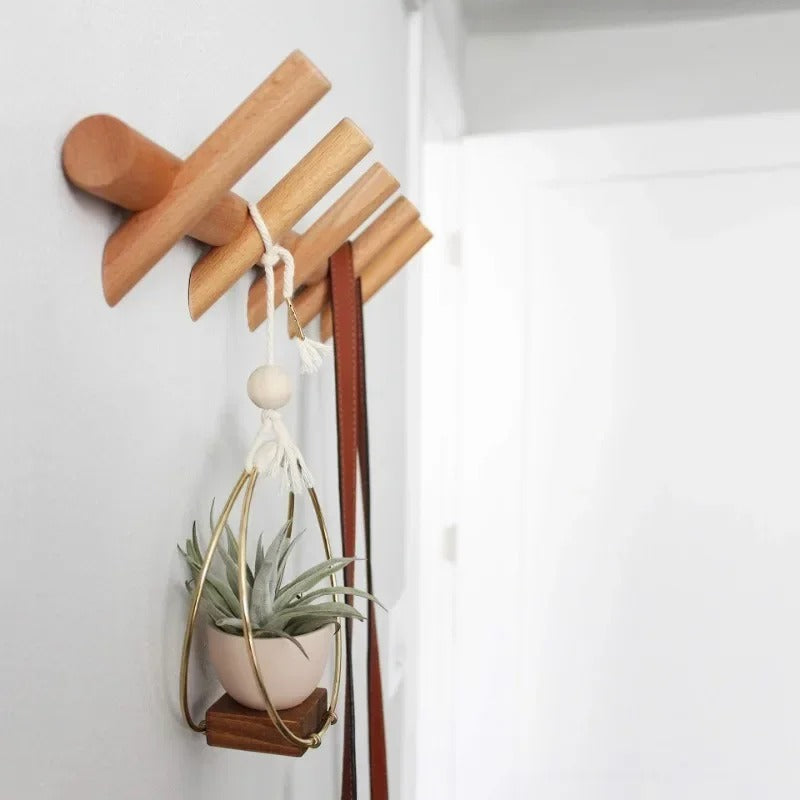 Aveley Wall Rack | Solid Oak Wall Mounted Organiser For Hallways, Kitchens and Home Bathrooms