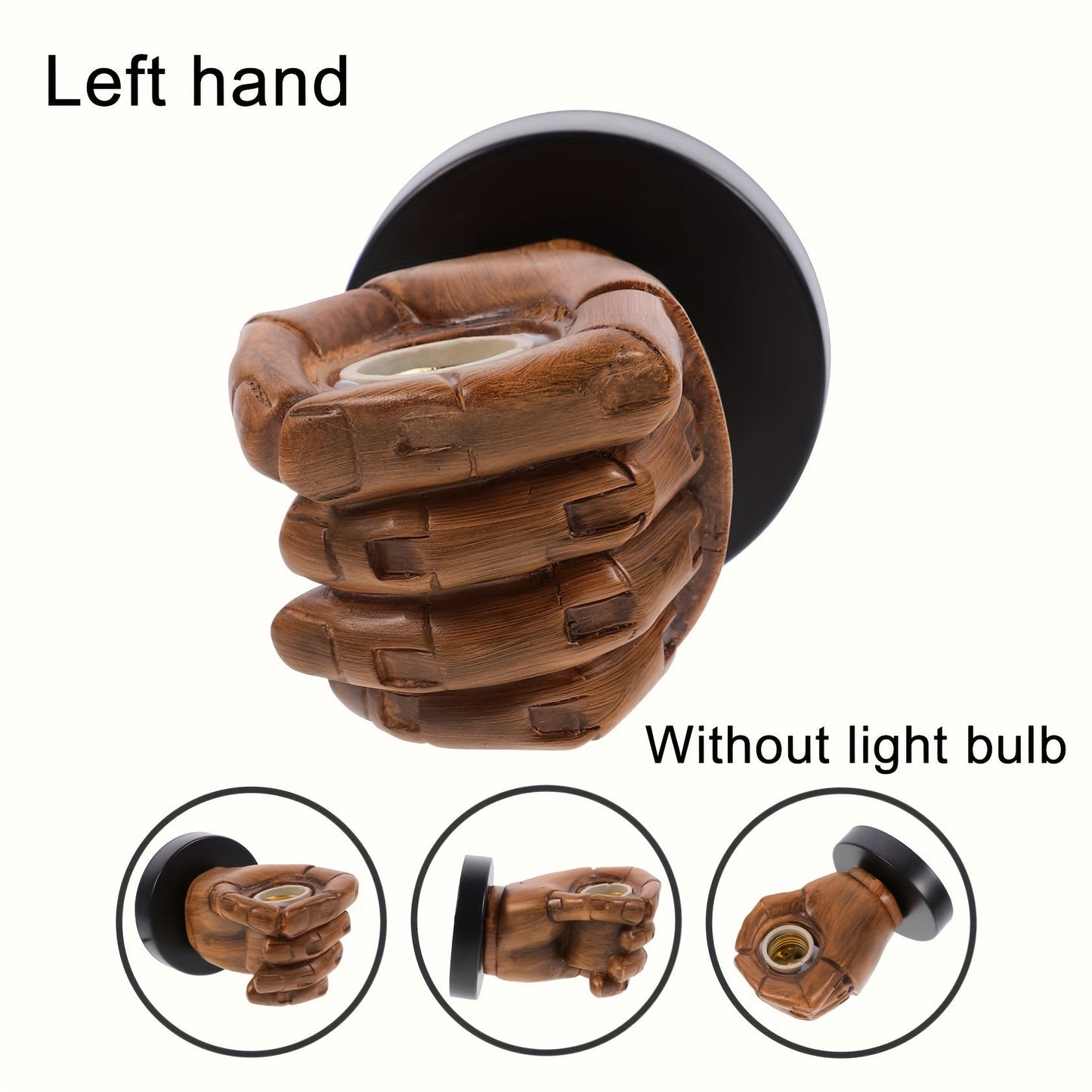 Industrial Hand Wall Lamp | Sculptural Resin E26 Wall Sconce In A Left or Right Handed Form