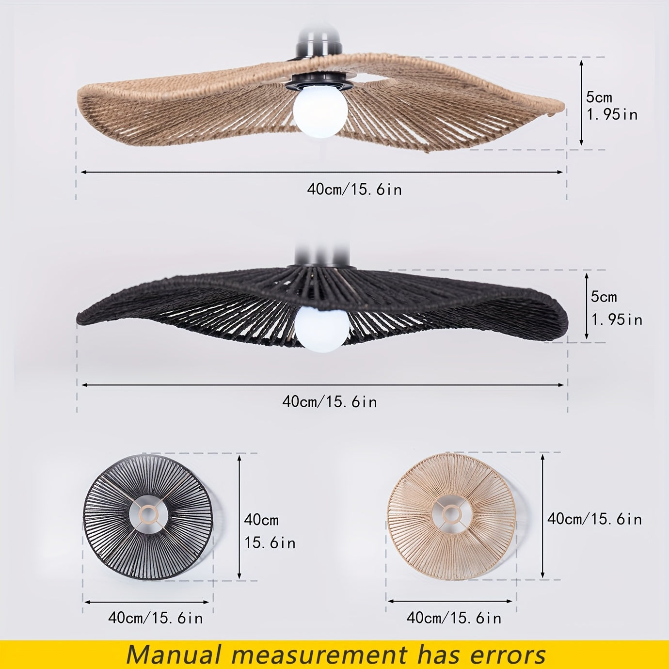 Handwoven Paper Rope Ceiling Shade | Natural Artistic Wave Form Shade, 40 Centimetres Across
