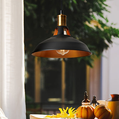 Industrial Metal Pendant Light | Retro Loft Style Metal Shade In A Black or White Matte Finish