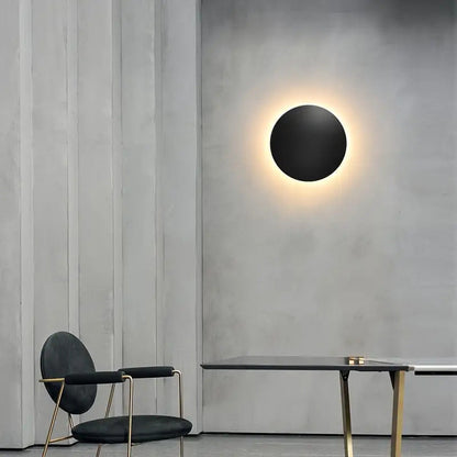 Minimalist Round LED Wall Light | Modern Nordic Iron Sconce In Three Painted Metal Finishes