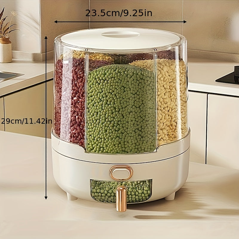 Rotating Airtight Food Storage Container | 360 Degree Grain and Cereal Dispenser Storage Set