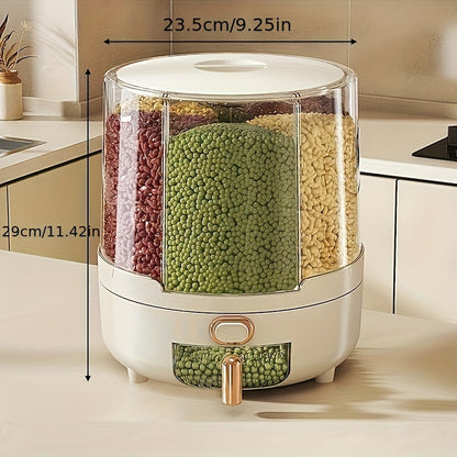 Rotating Airtight Food Storage Container | 360 Degree Grain and Cereal Dispenser Storage Set