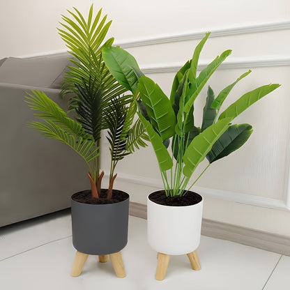 Modern Round Planter With Wooden Legs | Indoor and Outdoor Plant Pot In Three Round Pot Sizes
