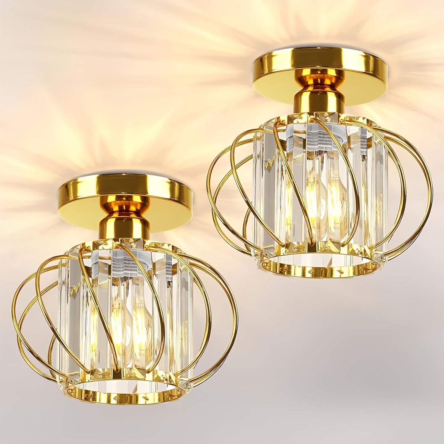 Modern Industrial Cage Ceiling Light | Elegant Semi Flush Mount In Three Polished Metal Finishes