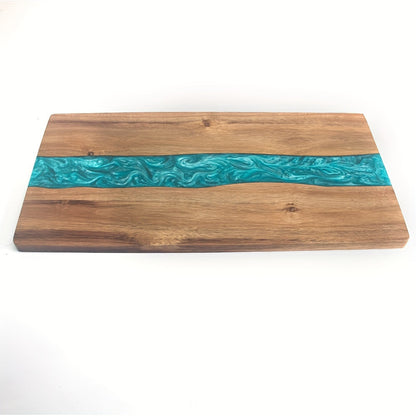 Resin River Cutting Board | Acacia Wood Charcuterie and Cheese Serving Board For Grazing Tables