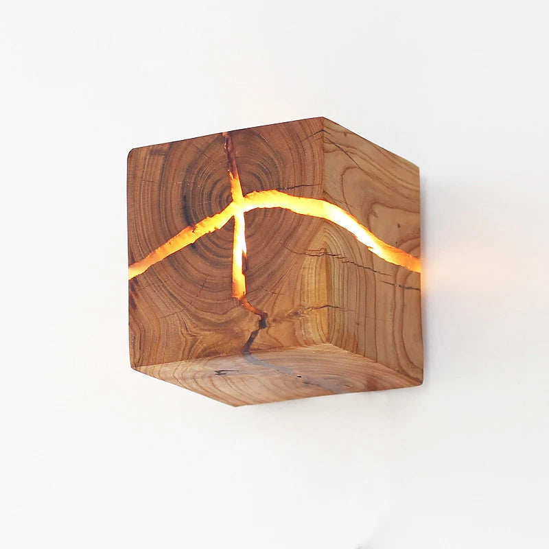 Grainlume Wall Light | Hand Carved Solid Wood And Resin Design With Plug or Table Lamp Option